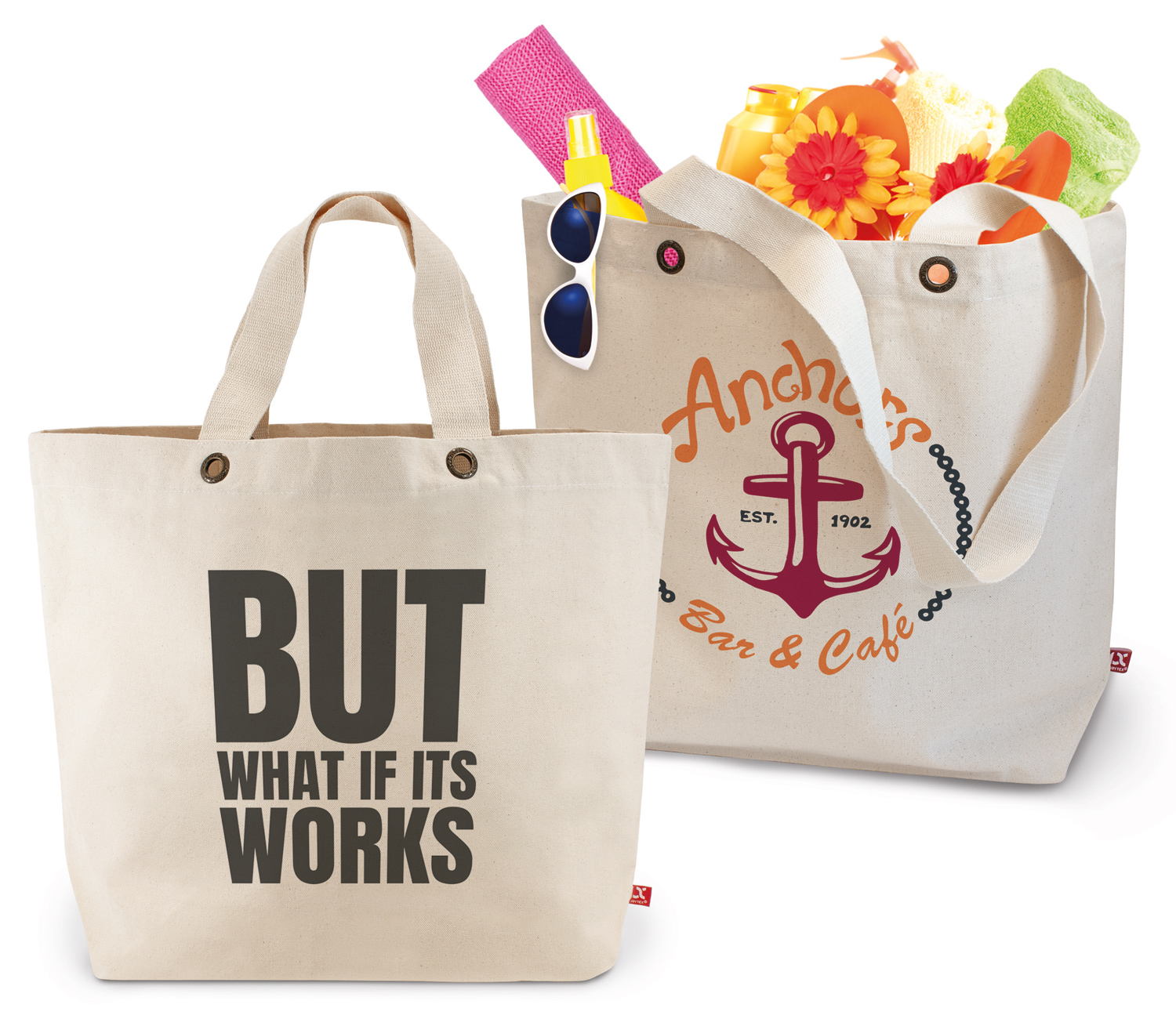 Große Baumwolltasche mit gewebten Henkeln »Santorini«