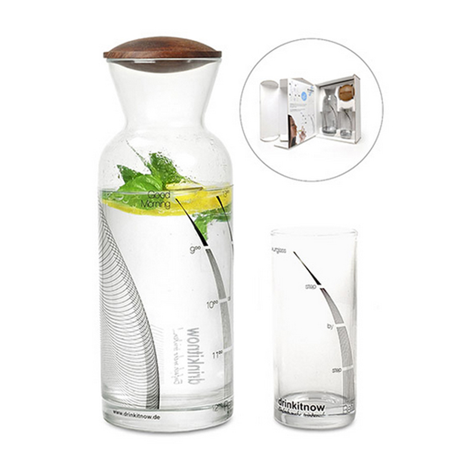 Glaskaraffe Set "Drink it now"