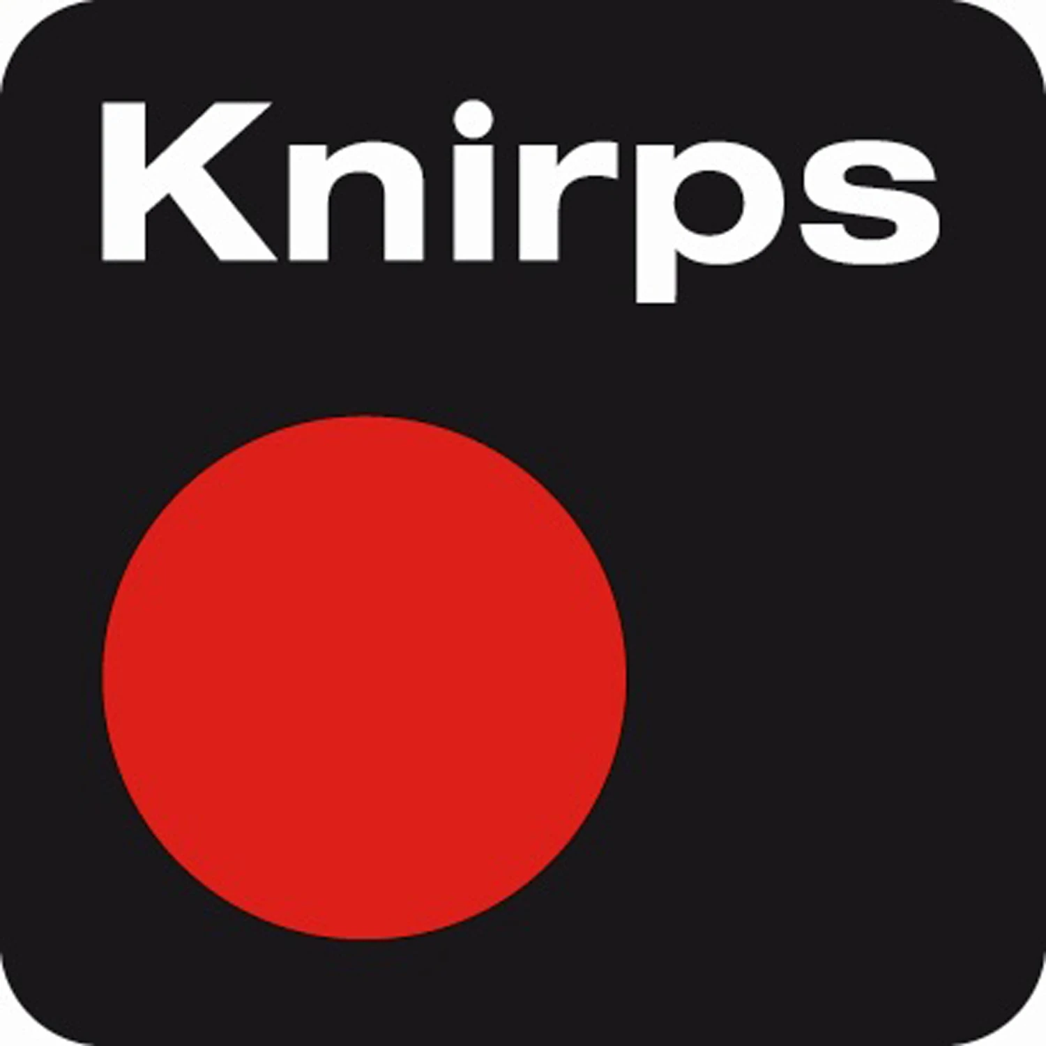 Knirps Logo mit rotem Kreis auf schwarzem Hintergrund.