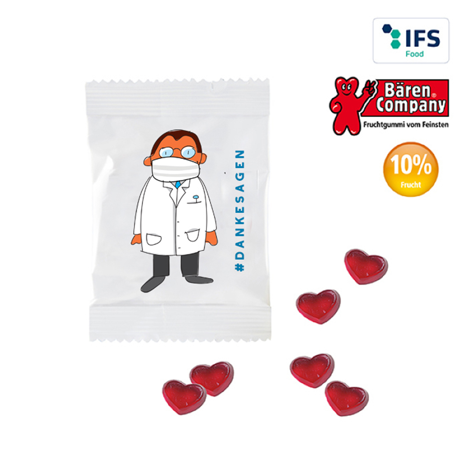 Fruchtgummi Herzen 10 g #dankesagen