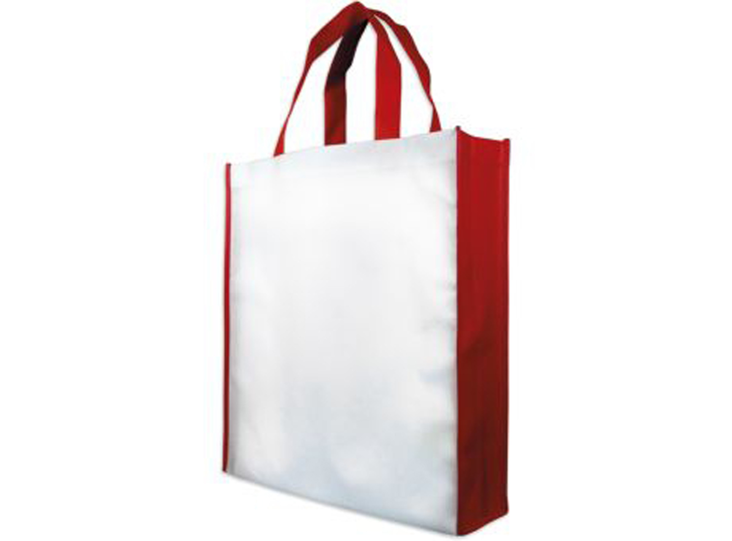 Shopperbag weiß/rot, 2 kurze Henkel